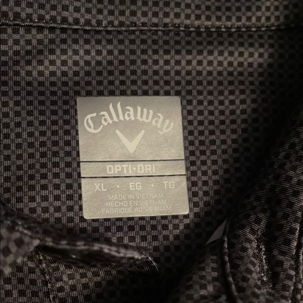 Men's Printed Charcoal Black Polo Shirt Opti-Dri EUC XL - Picture 3 of 3
